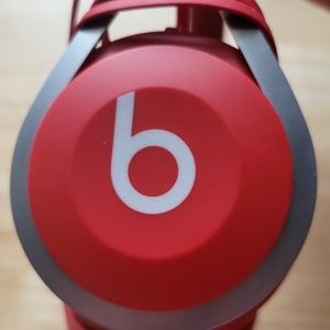 Red wired beats headphones